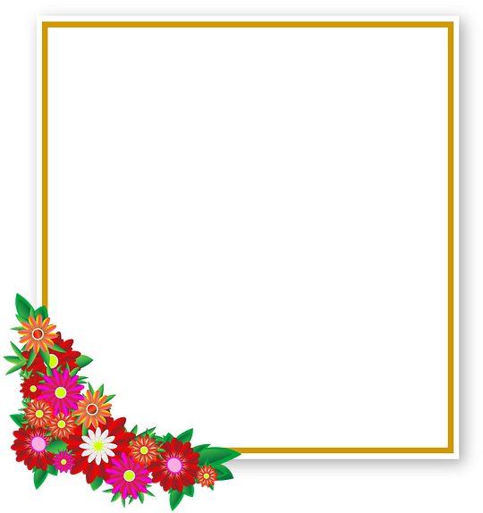 Flowers, Sticker, Frame, Square, Element, Graphics - Flower Photo Square Frame Png Clipart (640x640), Png Download