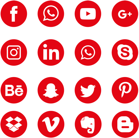 Red Social Media Icons - Social Media Icons Grey Png Clipart (640x640), Png Download
