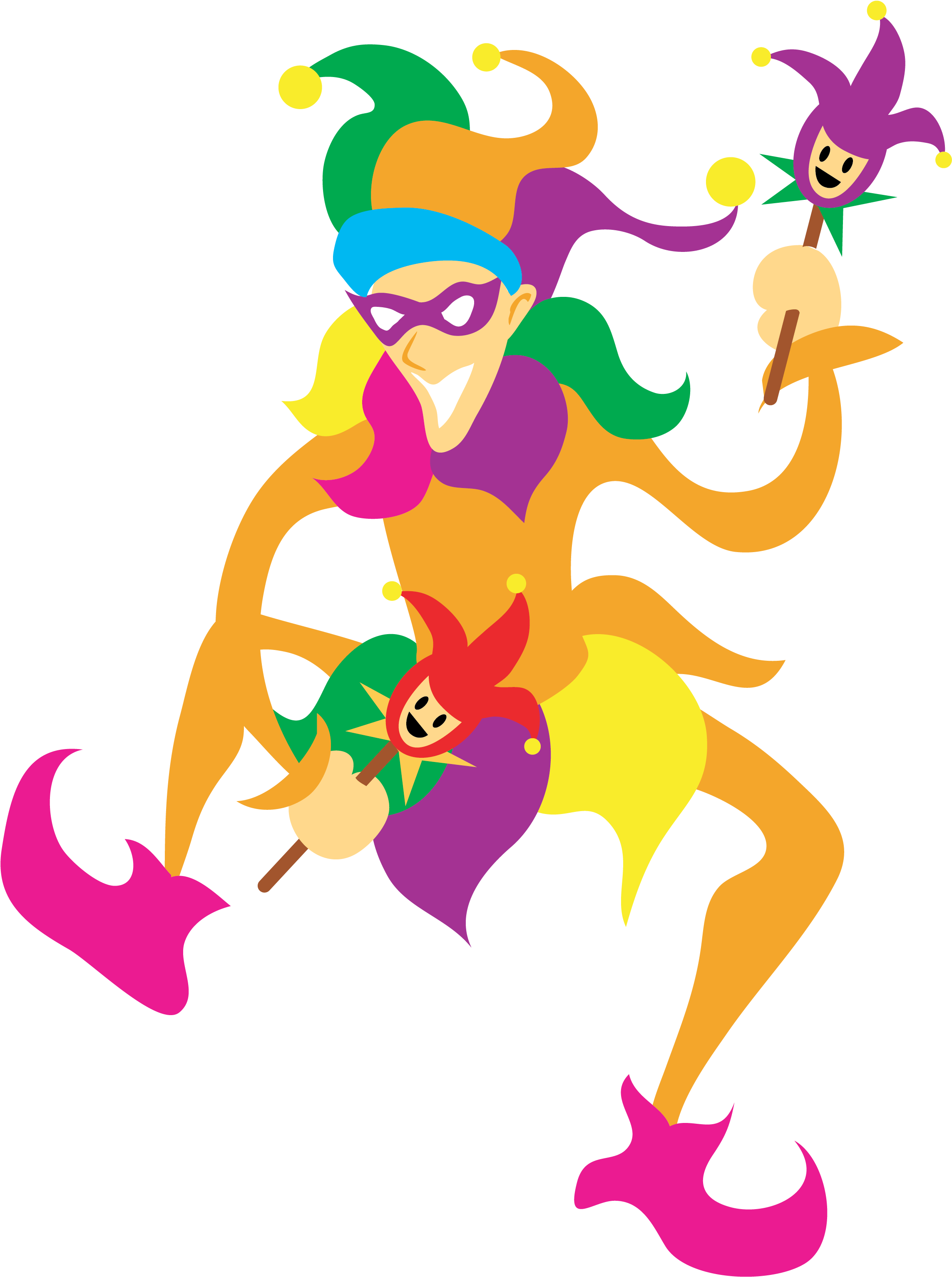 Mardi Gras Dancing Jester 3 Clip Art - Mardi Gras Jester Clipart - Png Download (2550x3300), Png Download