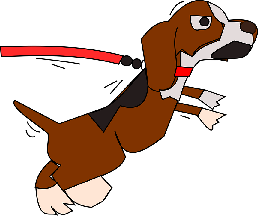 Dog In Snow Png - Cartoon Dog On Leash No Background Clipart (860x720), Png Download