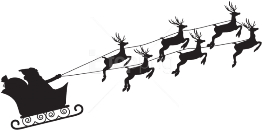 Free Png Santa Claus Silhouette Png Png - Santa Claus Silhouette Png Clipart (850x423), Png Download