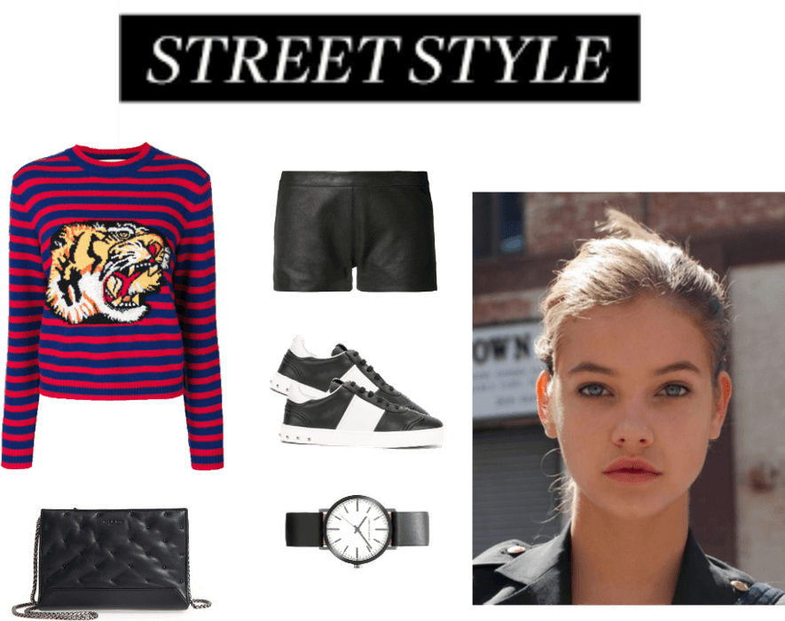 Leather And Stripes - Barbara Palvin Clipart (885x700), Png Download