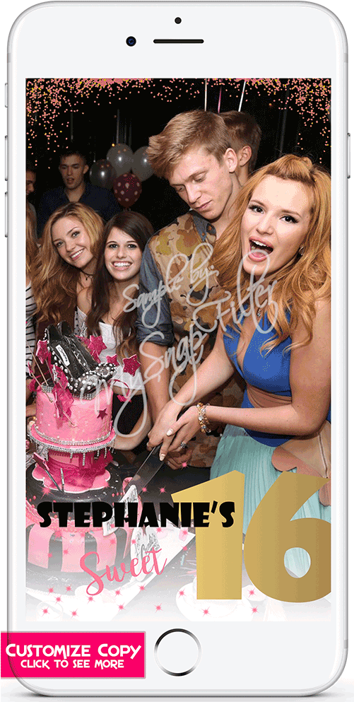 Bp28 Sweet 16 Pink Border Gold Filter - Neon Filter Border Snapchat Clipart (1000x1000), Png Download