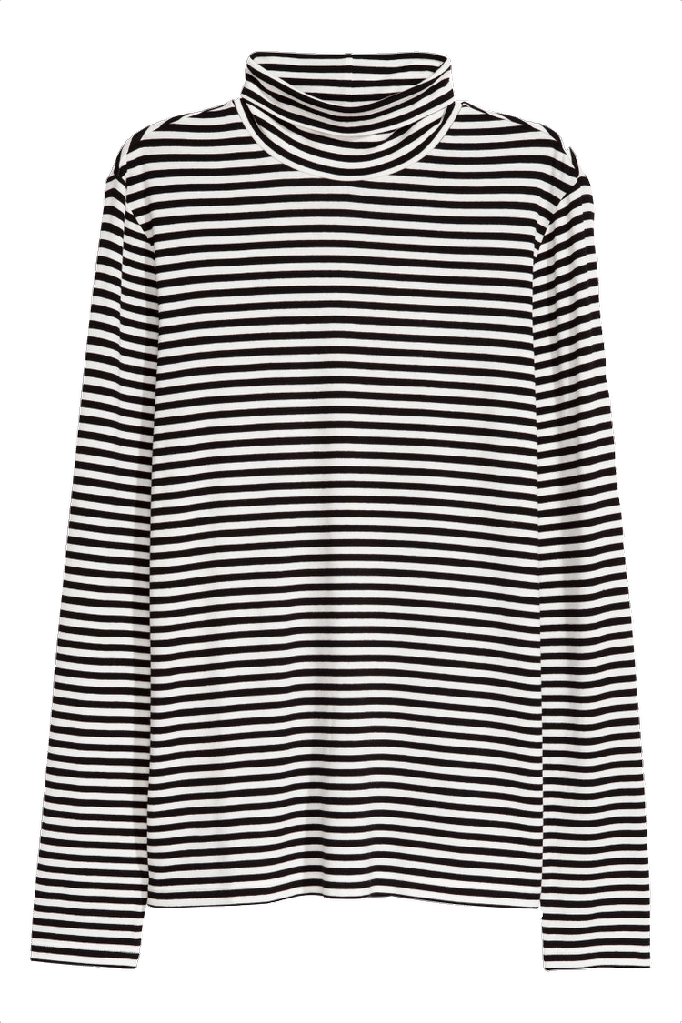 Balıkçı Yaka Çizgili Body Siyah Clipart (750x1125), Png Download