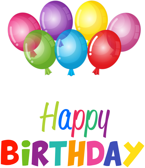 Happy Birthday Balloons Clip Art Png Image - Transparent Background Happy Birthday Png Text (520x600), Png Download