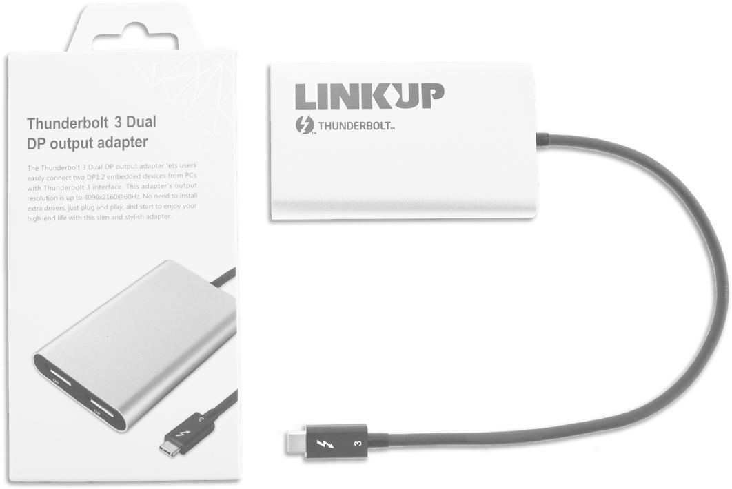 [certified] Linkup 2019 Thunderbolt 3 To Dual Displayport - Usb Cable Clipart (1280x1280), Png Download