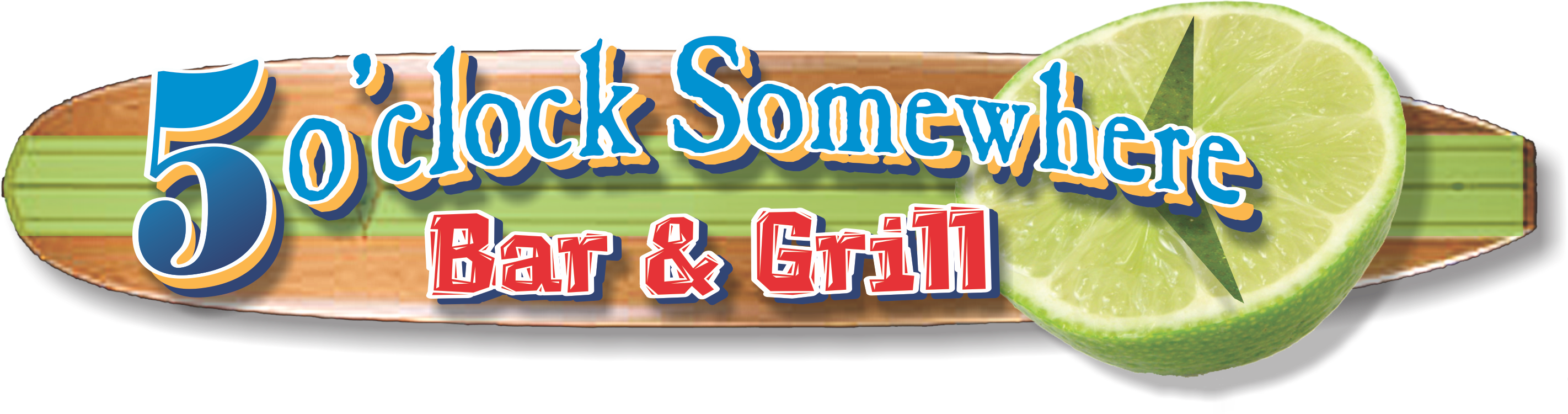 5 Oclock Somewhere Bar & Grill - Key Lime Clipart (2903x751), Png Download