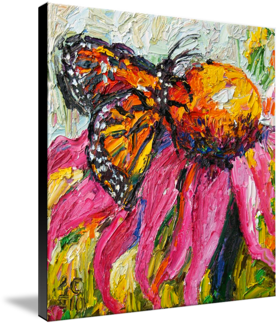 Monarch Butterfly Oil Painting Must Go Sale - Modern Art Clipart (559x650), Png Download