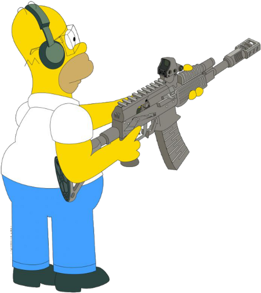 Homer Simpson - Homer Simpson With Gun Clipart (534x600), Png Download
