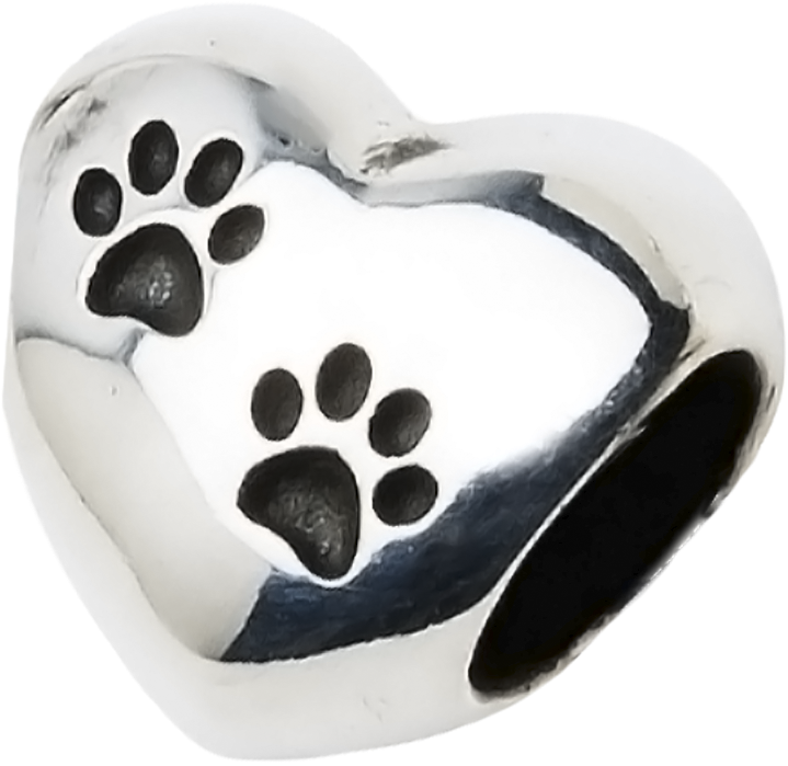 A Beautiful Sterling Silver Heart Charm With Two Paw - Heart Clipart (1200x1200), Png Download