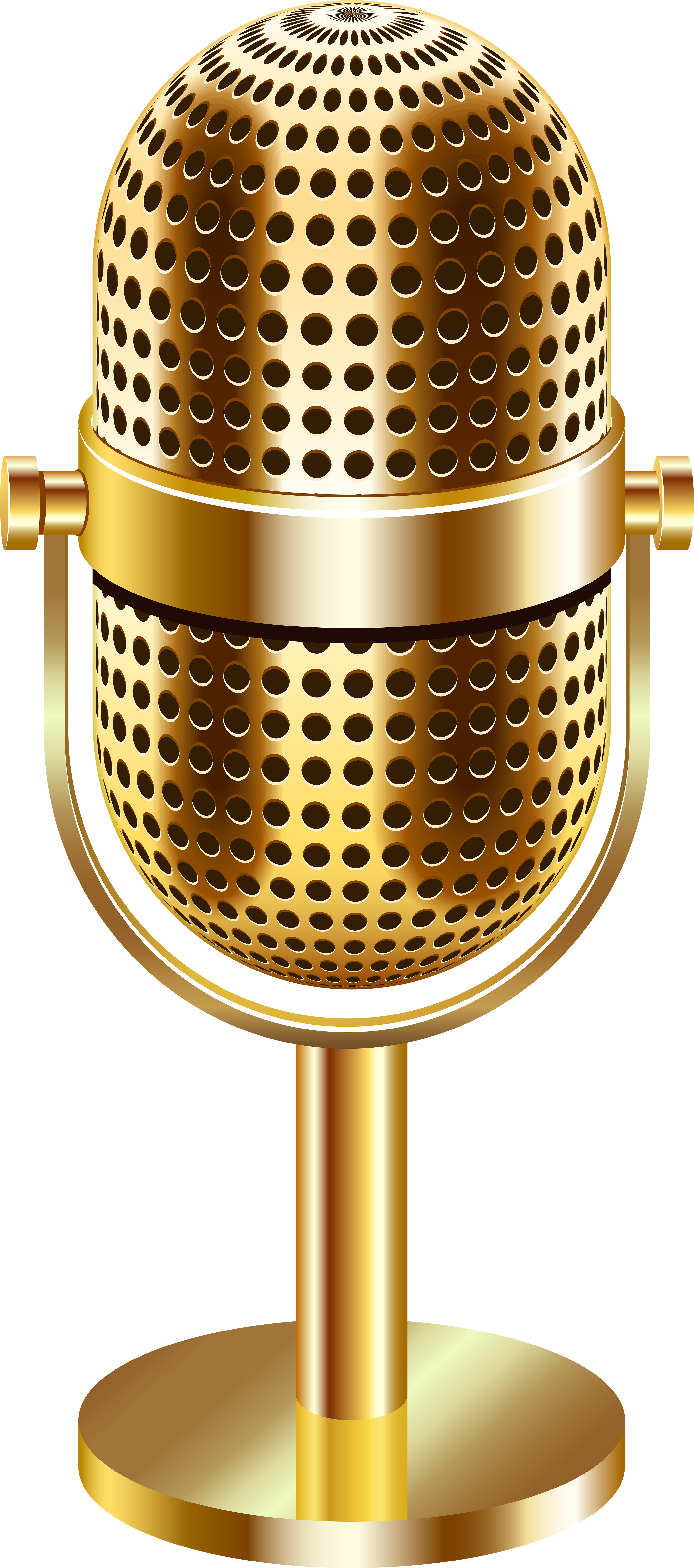 Vintage Microphone Gold Transparent Clip Art Image - Transparent Background Gold Microphone Png (3609x8000), Png Download