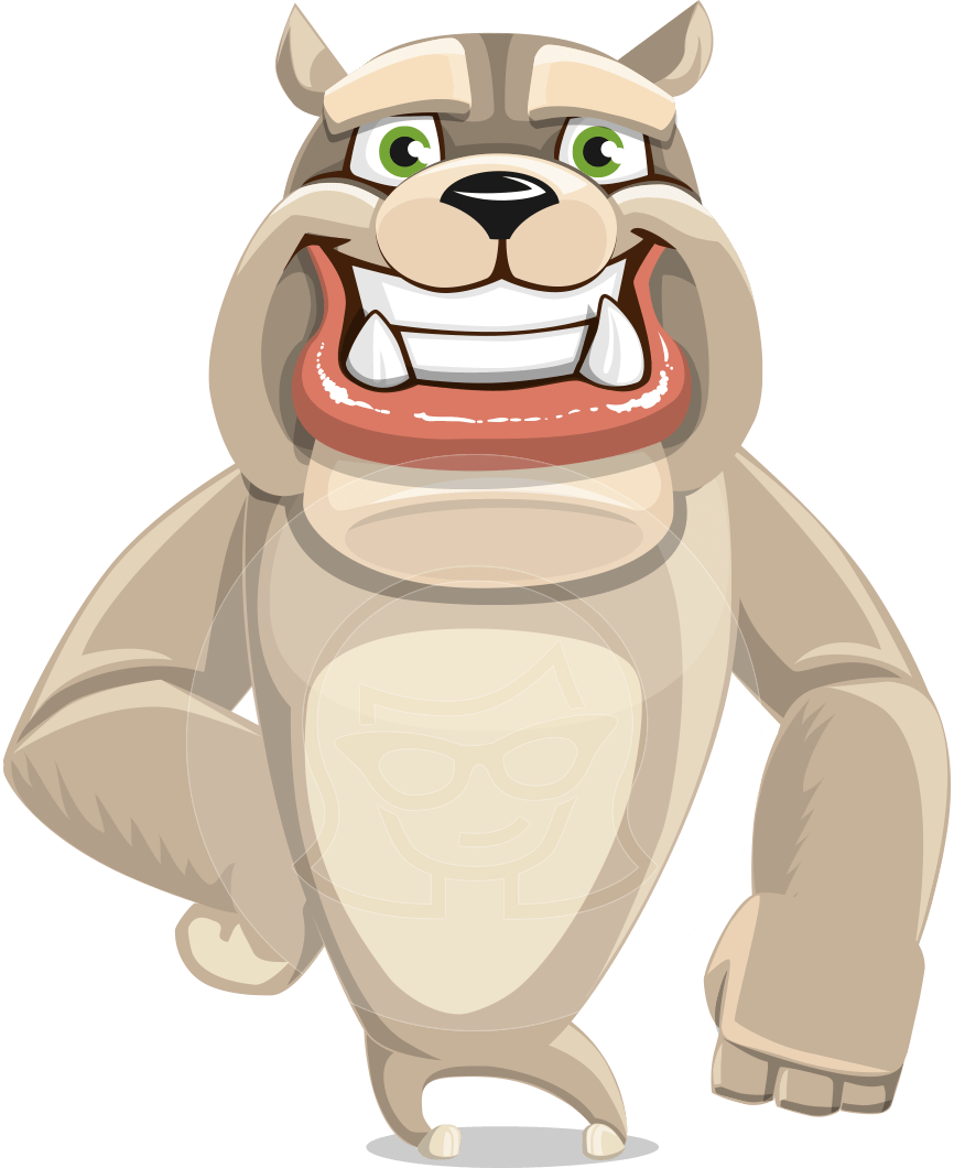 Cute English Bulldog Cartoon Vector Character Aka Rocky - Drawing Clipart (866x1060), Png Download