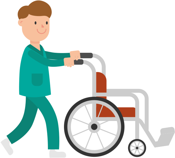 Nurse Pushing Empty Wheelchair Cartoon - Child Clipart (1280x720), Png Download