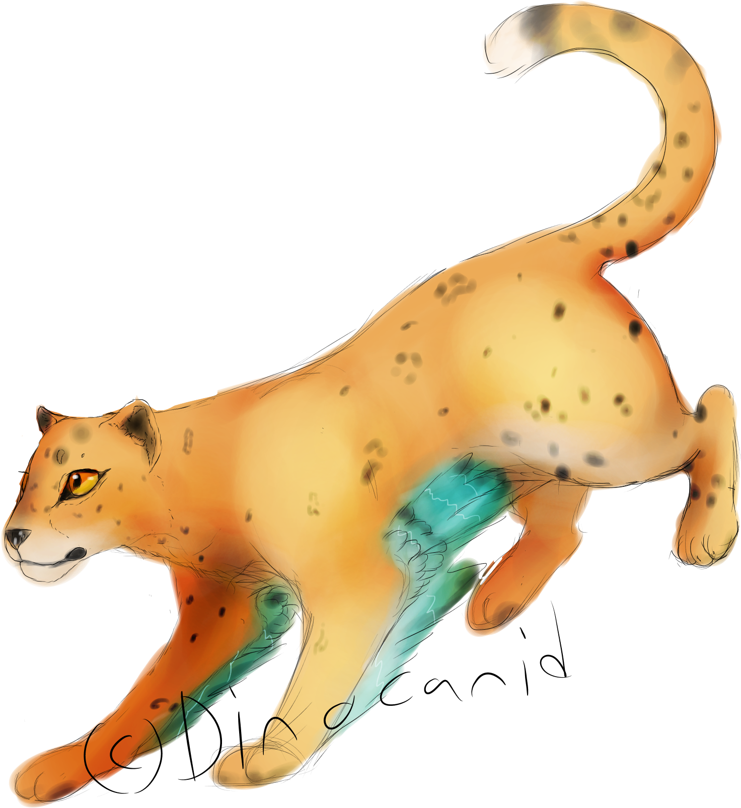 Feathered Leopard - Animal Figure Clipart (2342x1849), Png Download