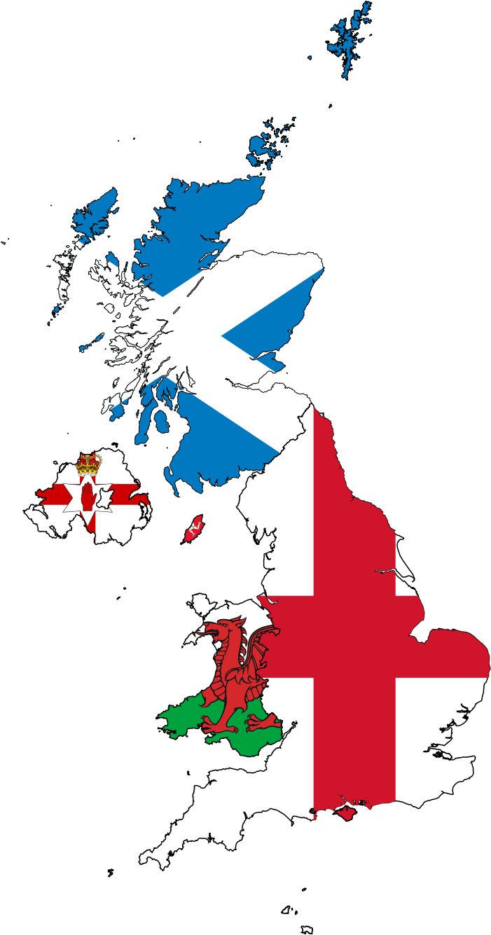 Flag-map Of The United Kingdom - Map Of Uk With Flags Clipart (886x1369), Png Download