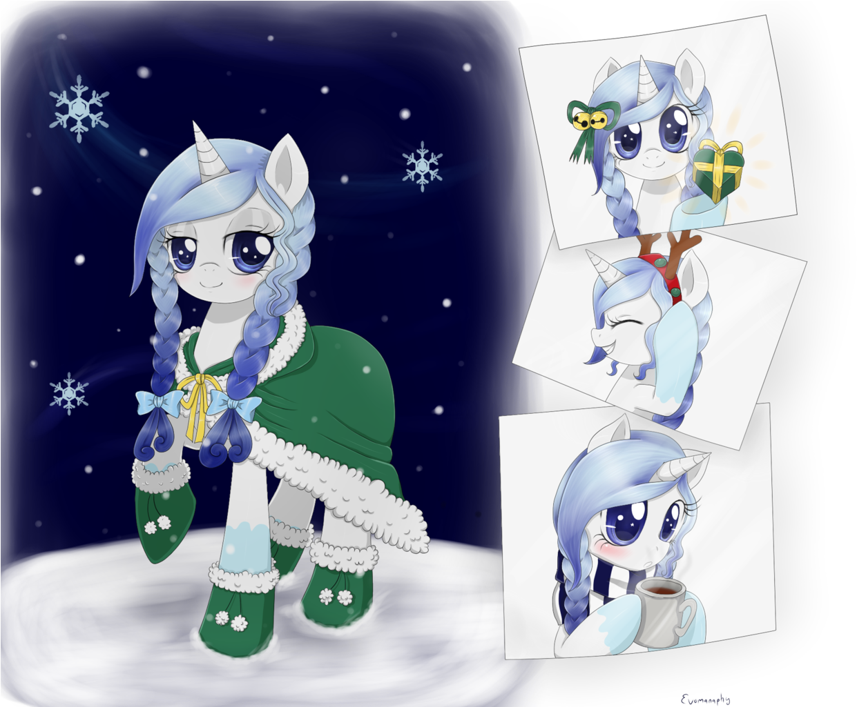 Evomanaphy, Bedroom Eyes, Blushing, Boots, Christmas, - Cartoon Clipart (1267x1024), Png Download