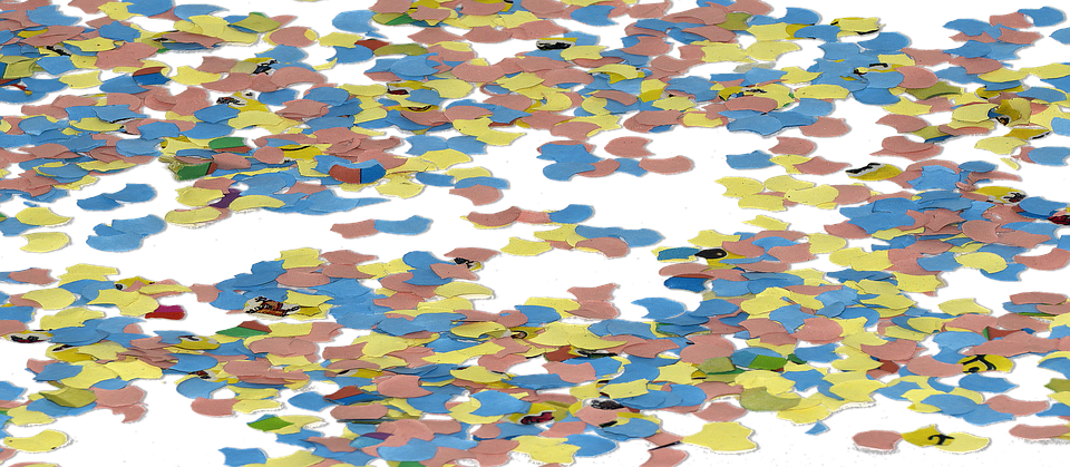 Carnival, Filled, Confetti, Carnival Time, Party - Creative Arts Clipart (960x419), Png Download