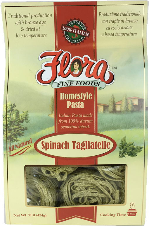 Spinach Egg Tagliatelle Homestyle Pasta - Flora Foods Clipart (800x800), Png Download