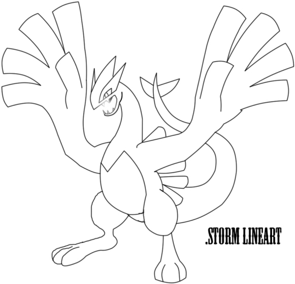 Outstanding Lugia Coloring Pages Embellishment - Dark Lugia Colouring Pages Clipart (600x600), Png Download