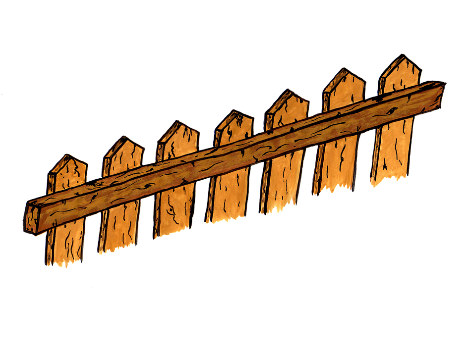 Fence, Wood, Watercolor, Isolated, Handpainted, Comic - Wood Clipart (958x720), Png Download