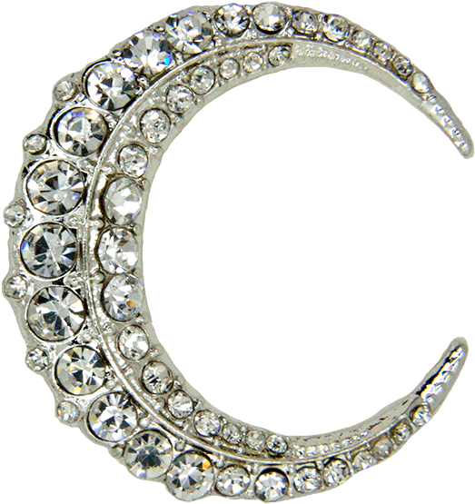 Rhinestone Moon Pin, Silver - Body Jewelry Clipart (600x600), Png Download