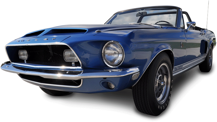 1968d Mustang Gt500 - Blue Mustang 1960 White Background Clipart (900x598), Png Download
