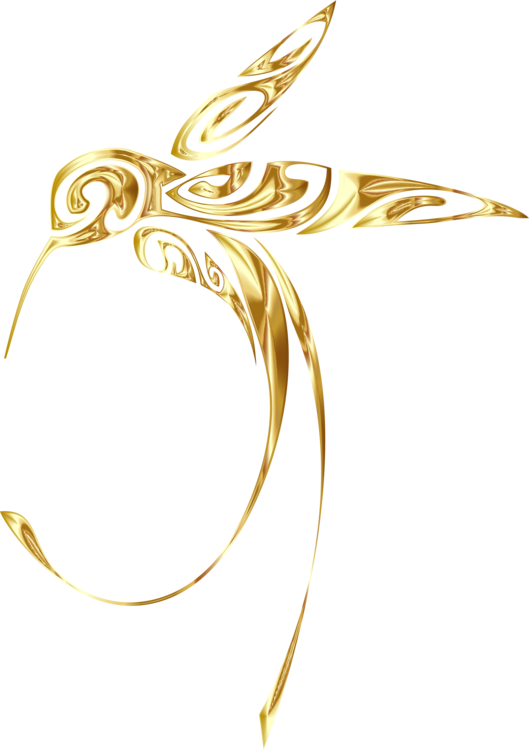 Body Jewellery Gold Hummingbird Line Art Clipart (529x750), Png Download
