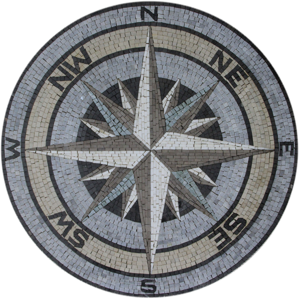 Floor Medallion Compass Sea Nautical Mosaic - Compass Marble Floor Clipart (1200x1200), Png Download