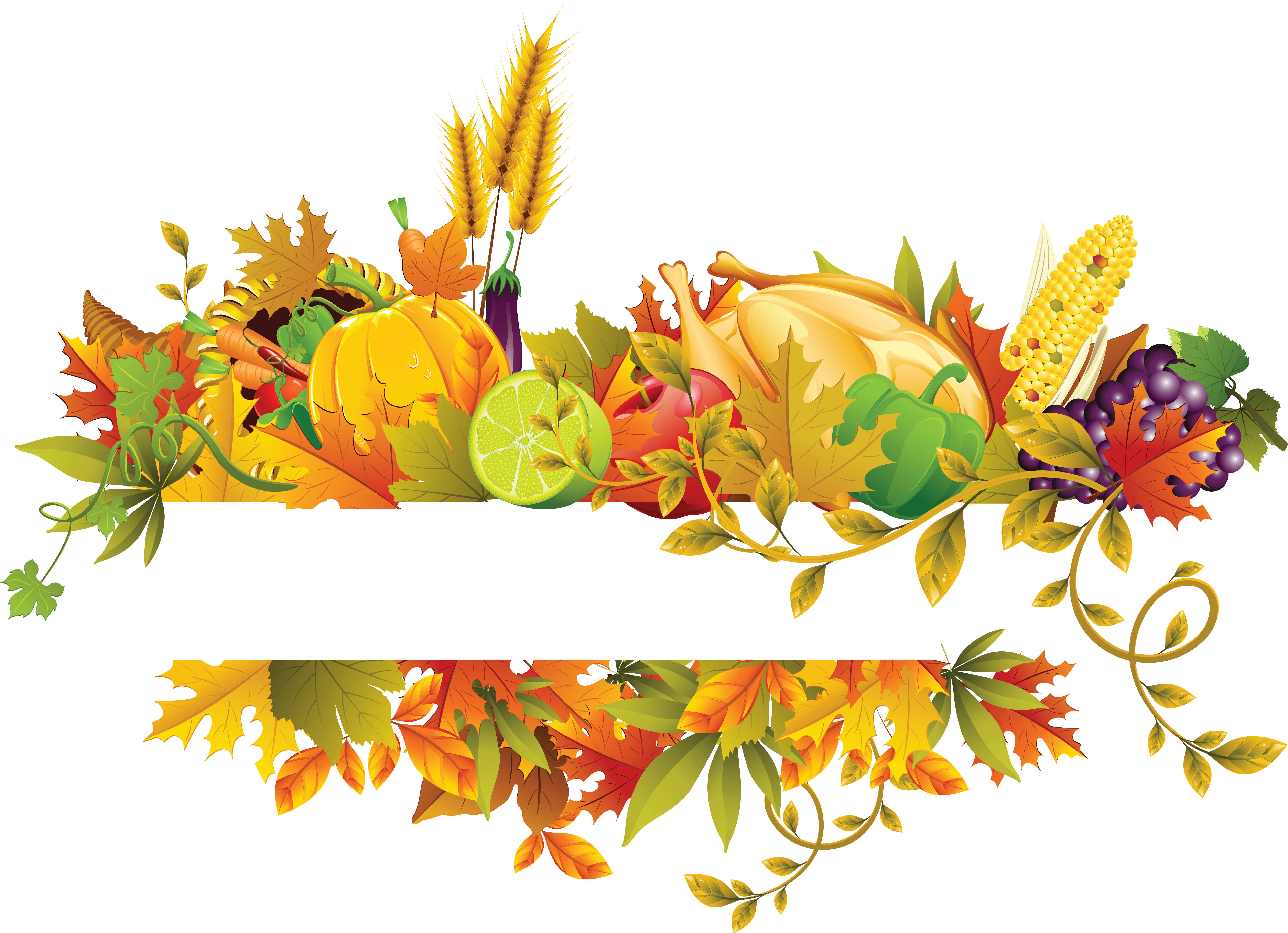Fall Flowers Fruit Border Transprent Png Free , Png Clipart (6321x4579), Png Download