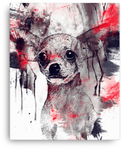 Chihuahua Splatter Canvas - Chinese Crested Dog Clipart (600x600), Png Download