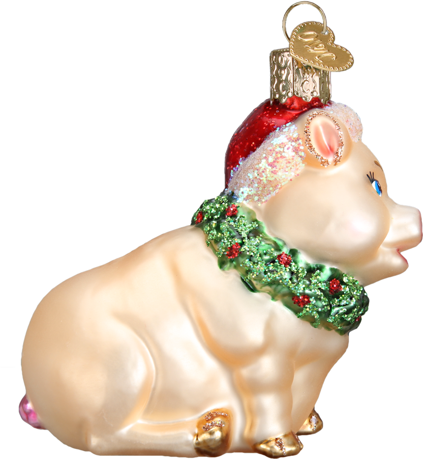 Old World Christmas Holly Pig Blown Glass Ornament - Christmas Ornament Clipart (1024x1024), Png Download