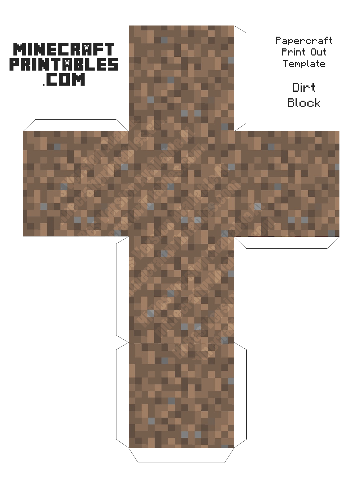 Dirt Block Minecraft Dirt Block Printable Papercraft - Minecraft Dirt Block Papercraft Clipart (1206x1600), Png Download