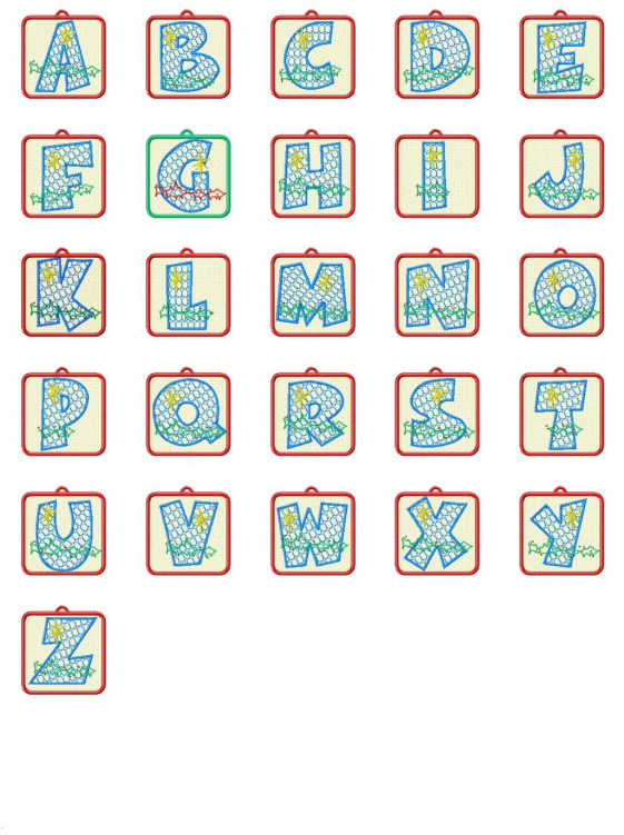 Christmas Holly Fsl Alphabet Uc - Visual Arts Clipart (750x750), Png Download