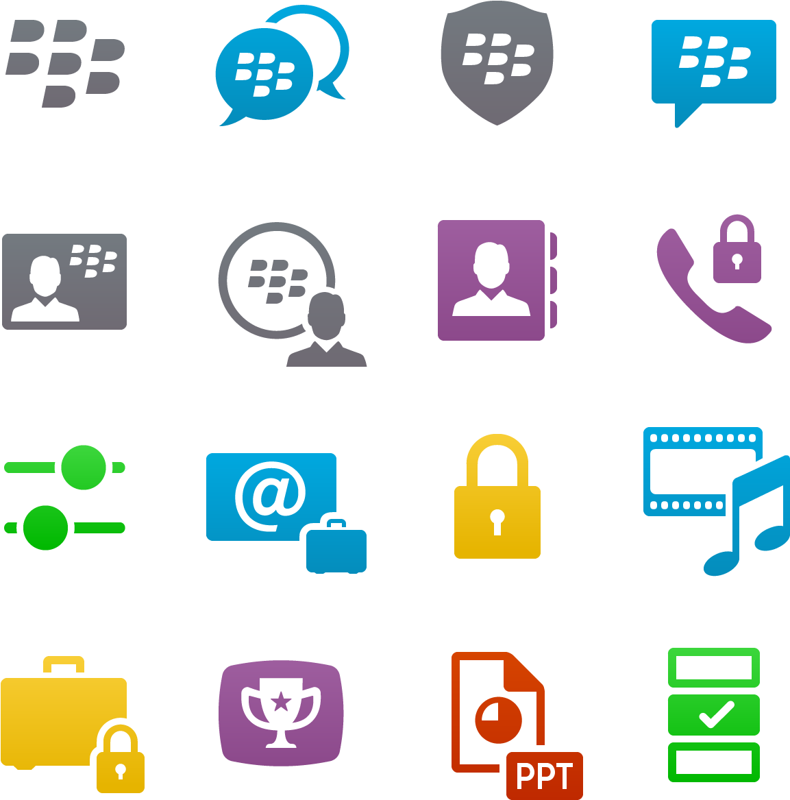 Colour Was Introduced To Key Menu Icons - Blackberry Icons Clipart (1282x1264), Png Download