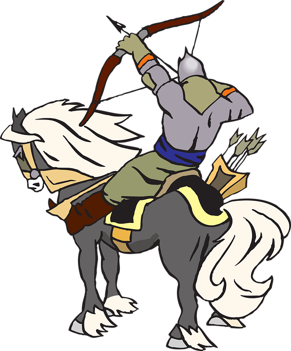 Fantasy, Knight, Archer, Horse, War, Fight, Warrior - Cartoon Clipart (597x720), Png Download