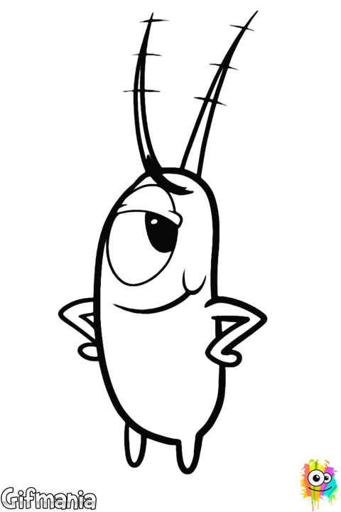 480 X 720 4 - Plankton Bob Esponja Para Colorear Clipart (480x720), Png Download