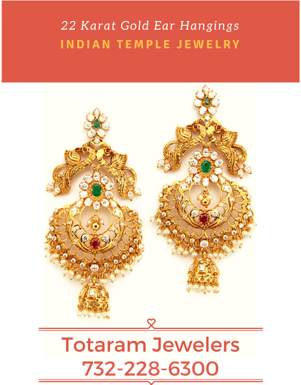 Totaram Jewelers - Ear Hangings In Gold Clipart (940x788), Png Download
