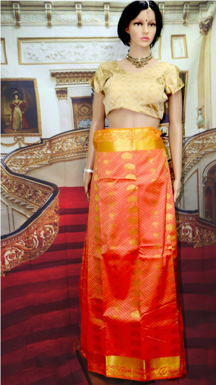 Yellow And Orange Pure Silk Very Grand Look - Photography Clipart (600x773), Png Download