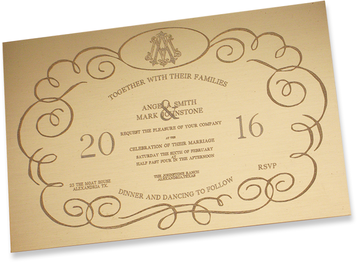 Wedding Invitation In Gold - Greeting Card Clipart (703x517), Png Download