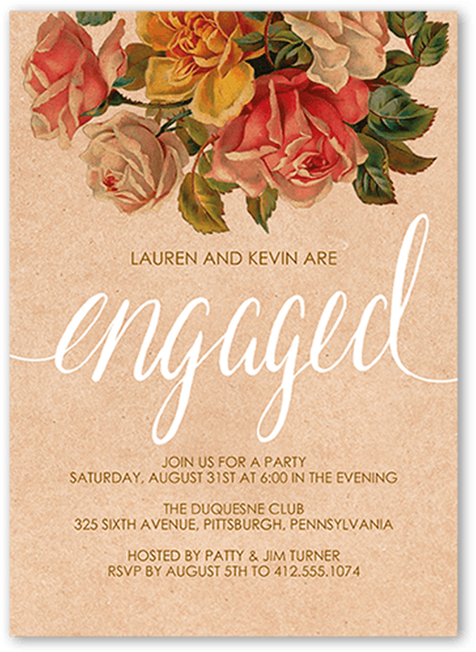 Flower Engagement Invitation Clipart (1040x1300), Png Download