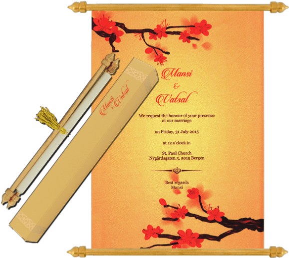 Buy Scroll Wedding Invitation Cards - Floral Design Clipart (700x536), Png Download