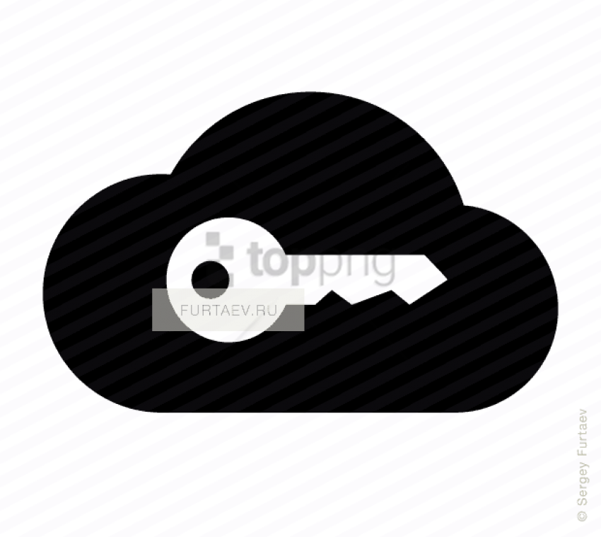 Free Png Vector Icon Of Key Over Cloud - Label Clipart (850x759), Png Download