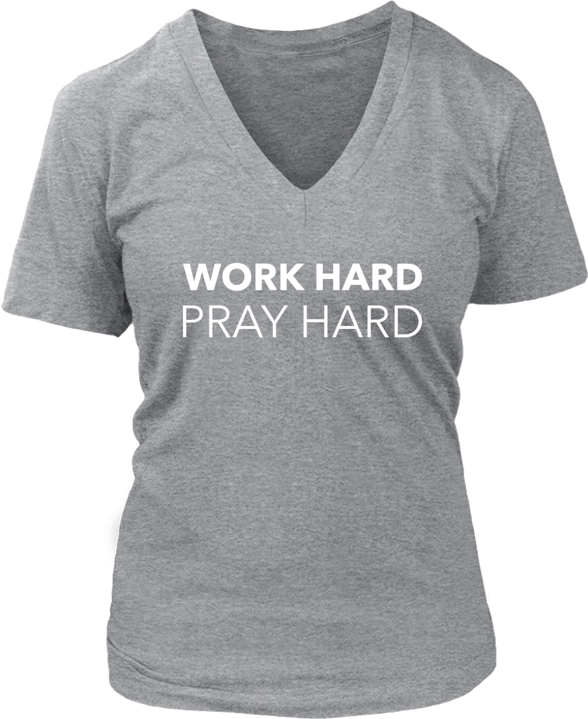 Work Hard Pray Hard V-neck - Grandma T Shirts For Mother's Day Clipart (1024x1024), Png Download