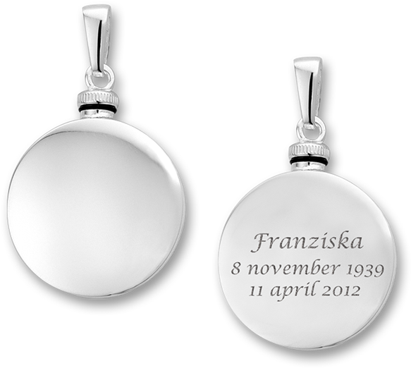 Silver Round Ash Pendant With Engraving - Earrings Clipart (800x560), Png Download
