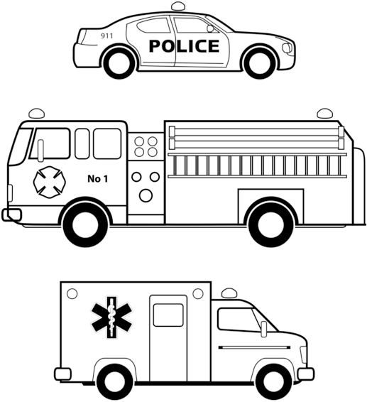 Police Car Emergency Vehicle Motor Vehicle - Vehicles Black And White Clipart (619x750), Png Download
