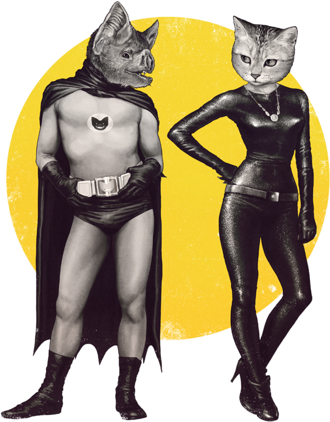 Bat And Cat Clipart (1024x887), Png Download