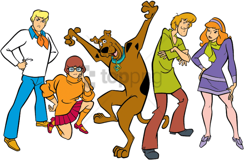 Free Png Scooby Doo Gang Png Image With Transparent - Scooby Doo Gang Cartoon Clipart (850x564), Png Download