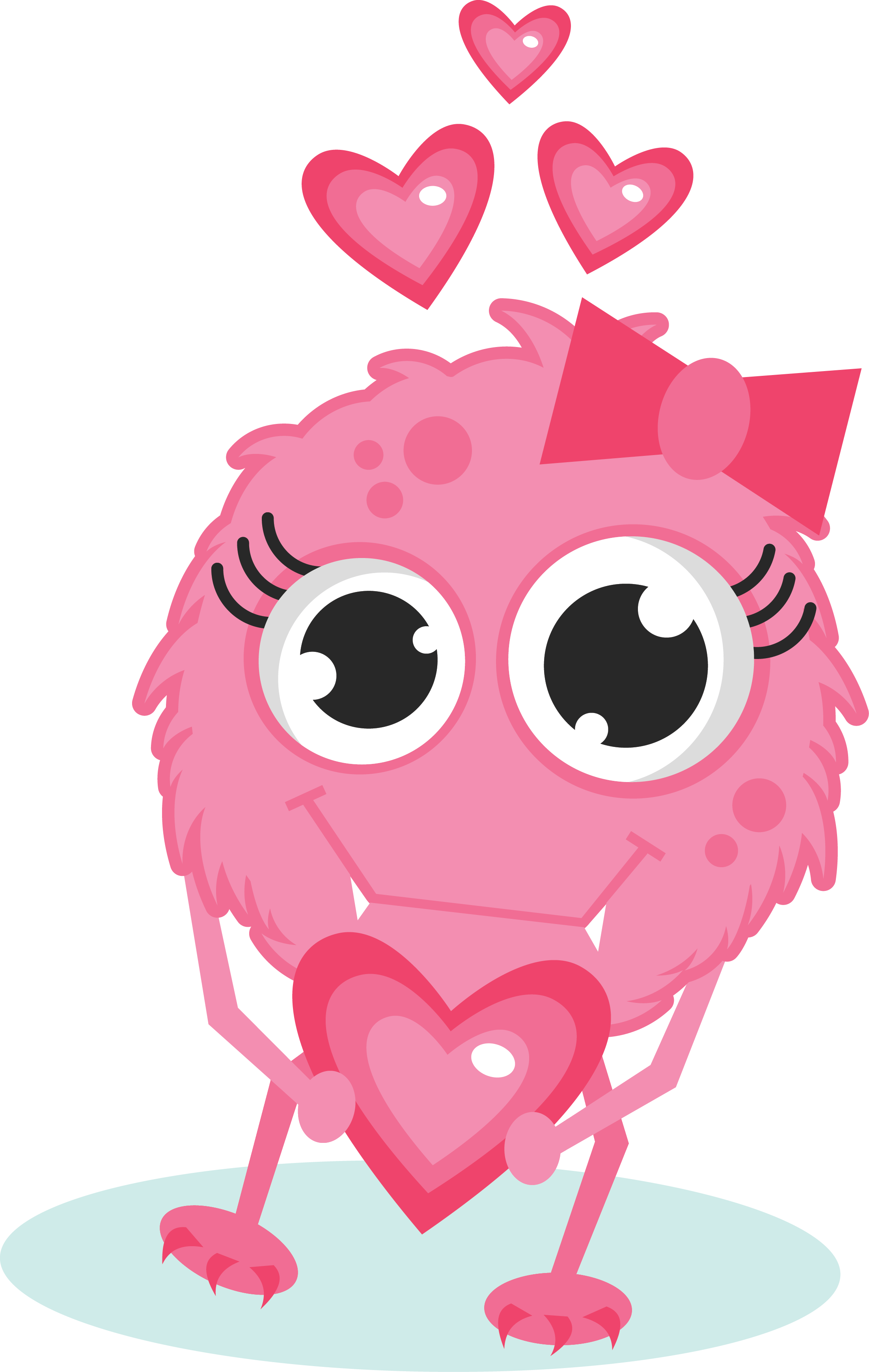 Googly Eye Valentine Monster Clipart - Valentines Day Clip Art Monsters - Png Download (2204x3479), Png Download