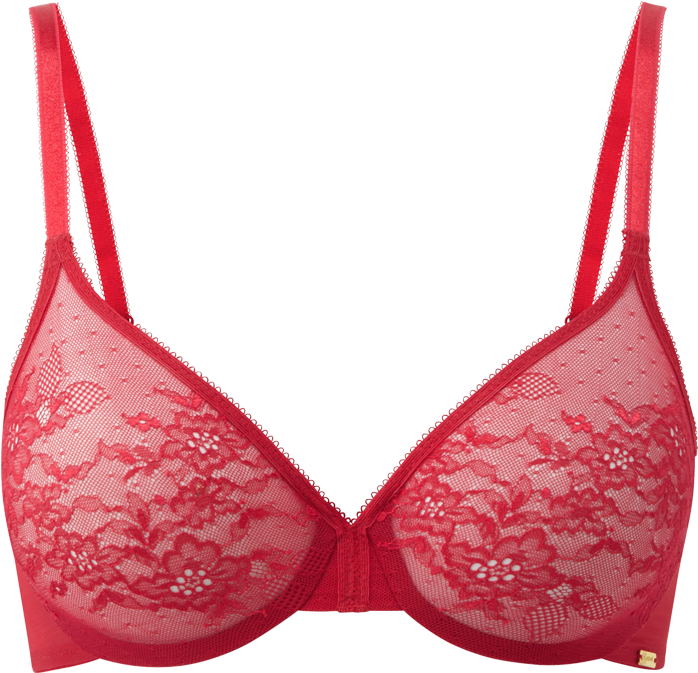 Glossies Lace Sheer Bra Red Product Front Clipart Large Size Png