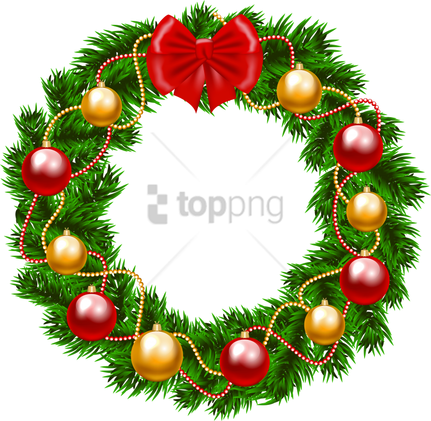 Free Png Christmas Wreath Png Image With Transparent - Christmas Wreath Clipart Free (851x830), Png Download